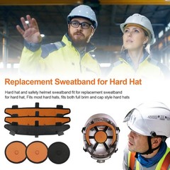 Reusable Hard Hat Top Pads and Washable Sweatbands for Safety Helmet Accessories