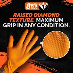 GripProtect 8 Mil Nitrile Gloves Chemical Resistant Diamond-Raised Textured L