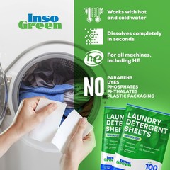 Eco Washer Sheets Detergent – 100 Loads, Zero Plastic 100 Count (Pack of 1)