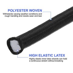 1/4″x25ft Elastic Polyester Marine Grade Bungee Cord for Kayak Black