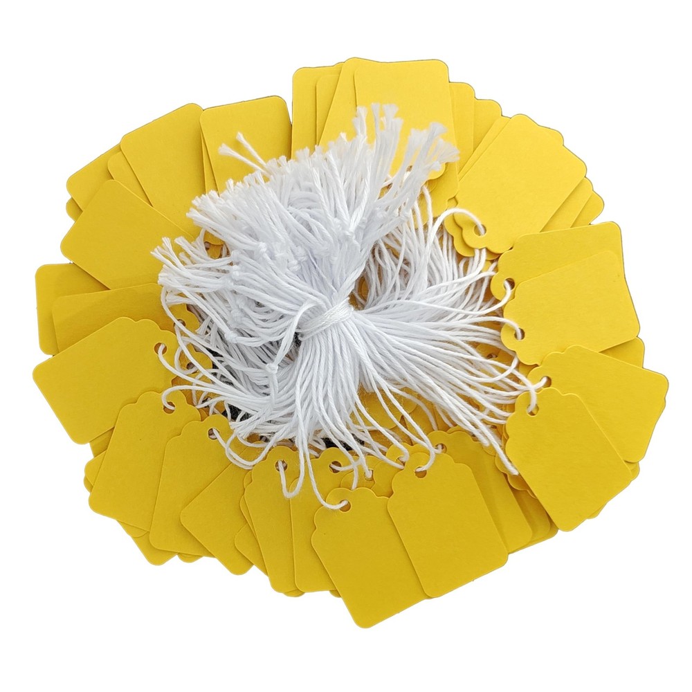 300 Pcs 1.38×0.87 Inches Yellow Blank Jewelry Price Tags with String Attached…