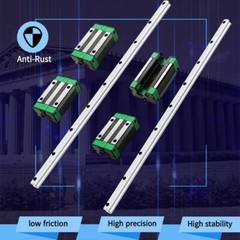 2PCS HGR20 Linear Guide Rail 200-2200mm+4PCS HGH20CA Slide Blocks CNC DIY