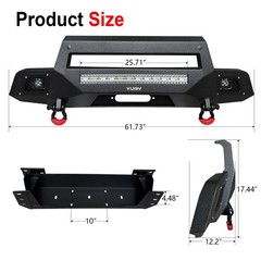 Front Rear Bumper Winch Plate 7LED 4x 4.75T D Rings 19-22 Silverado 1500 Excl LT
