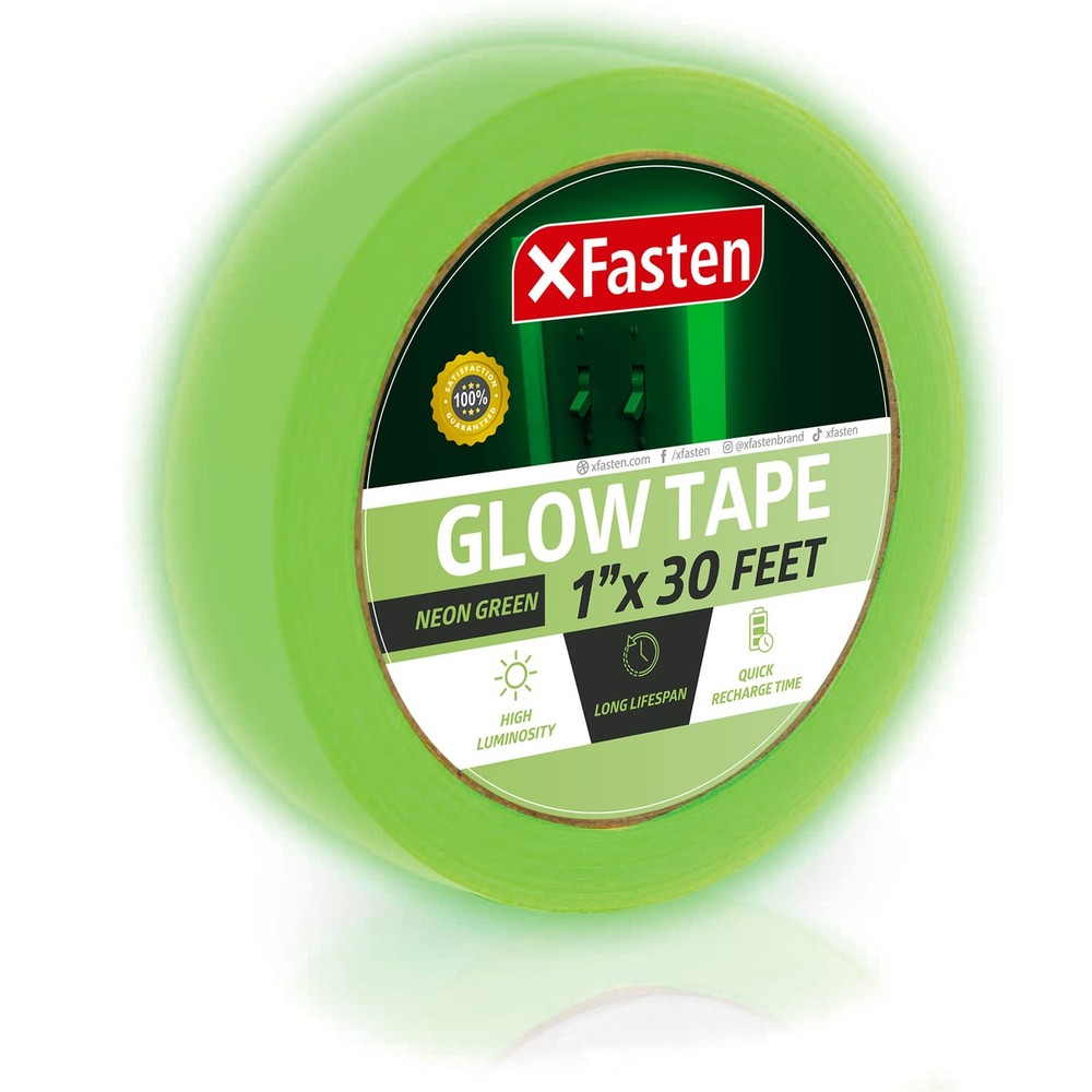 Glow in the Dark Tape, Yellow/Green, 1-Inch x 30-Foot Photo-Luminescent Glow …