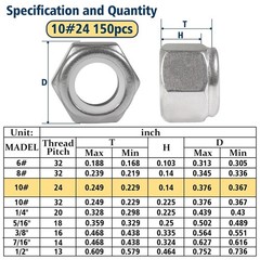 Durable 304 Stainless Steel Nylon Insert Locknuts – 150 Pack for Versatile Use