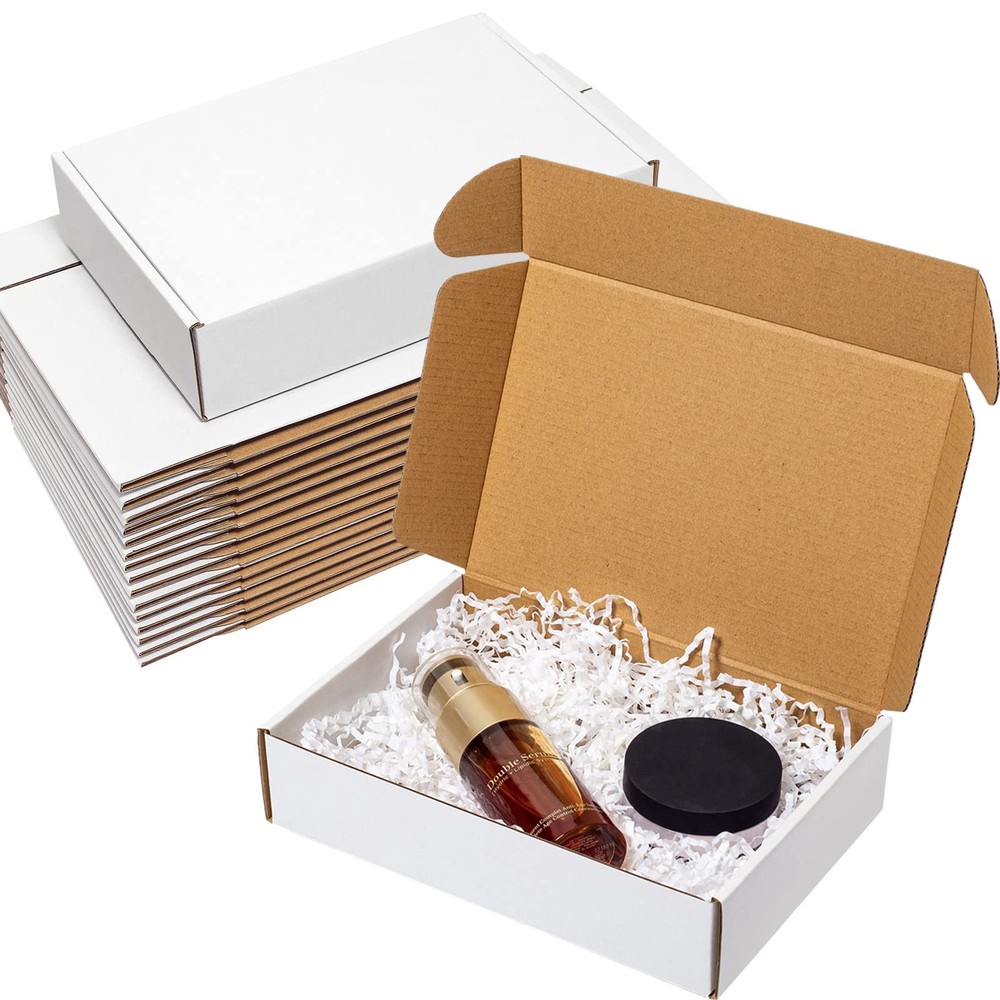 Shipping Boxes 9x6x2″ 25 Pack – White Corrugated Cardboard Mailing Box for Sm…