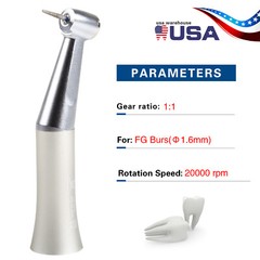 NSK Style Dental Low Speed Handpiece fit FG 1.6mm Burs Contra Angle Push Button
