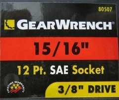 GearWrench 80507 15/16″ 12 point SAE Socket 3/8″ Drive