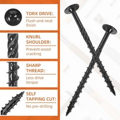 #14 x 3 Wood Structural Screws, Wood Screws, 200Pcs Lag Screws 3 Inch, Rust Resi