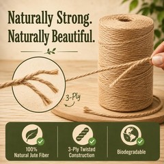 2mm 164FT, 600FT, 1200FT, 1800FT Natural Jute Twine Rope String | 164FT, 600F…