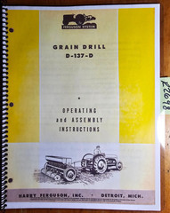 Massey Harris Ferguson D-137-D Grain Drill Planter Owner Operator’s Manual 1948