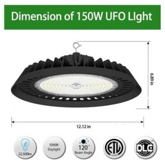 150W LED UFO High Bay Light Warehouse Commercial Industrial 5000K AC 100-277V