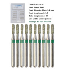 Dental Diamond Burs 330 Pear 830/010C 830/008M Medium Coarse Grit FG High Speed