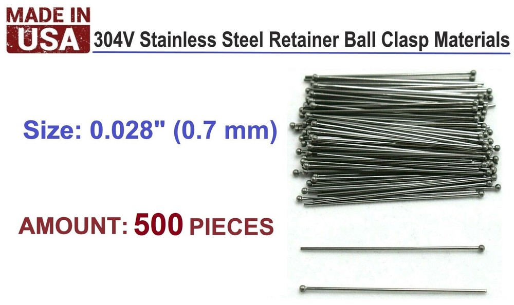 500 pieces Ball Clasps Retainer .028 Pack x 500 / 0.7 mm / Orthodontic Supplies