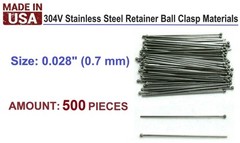 500 pieces Ball Clasps Retainer .028 Pack x 500 / 0.7 mm / Orthodontic Supplies