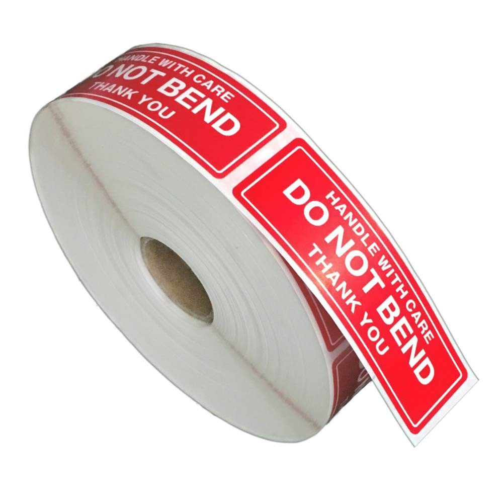 1000 Pcs Do Not Bend Stickers Handle with Care Adhesive Labels for Shipping