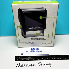 As Is No Warranty W/ Signature Line Rubber Stamp Blue Ink Self Inking Ideal 4913