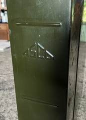 Vintage Asco Industrial Metal Book Storage Box w/Latch and Folder* Wear