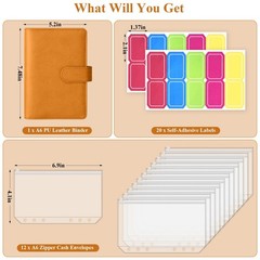 Antner Budget Binder with Zipper Envelopes, Money A6 Size, Dark Yellow
