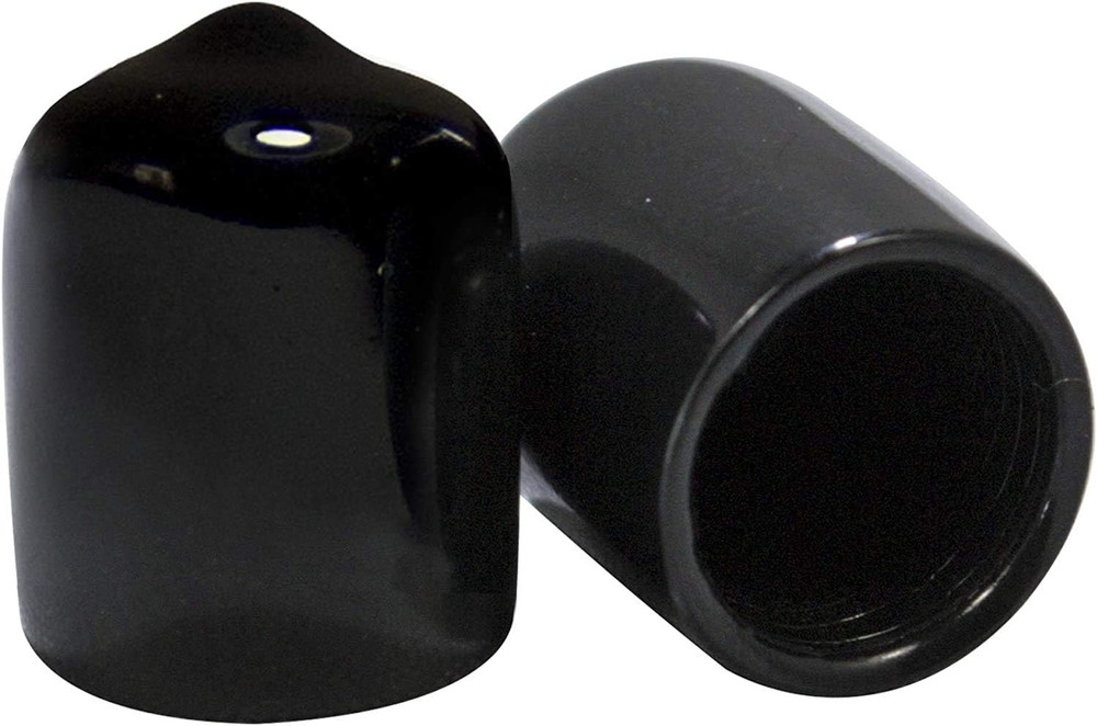 1/2” (12.7 mm) Outer Diameter Flexible Plastic Hole Plugs, Round Black Metal Tub
