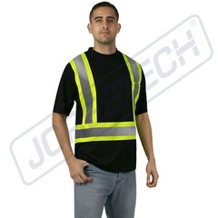Hi Vis Black Shirt ANSI Class 1 Reflective Safety Short Sleeve HIGH VISIBILITY