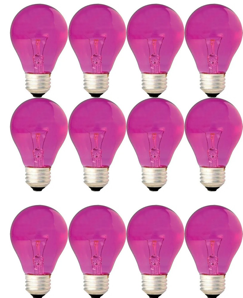 (case of 12) GE Lighting PINK A19 classic, 25 watt 200 Lumen Specialty Pink