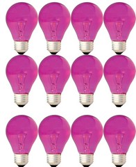 (case of 12) GE Lighting PINK A19 classic, 25 watt 200 Lumen Specialty Pink