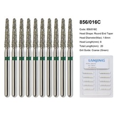 Dental Diamond Burs FG Crown Prep Round End Taper Football Black Red Green 856
