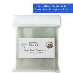600 Pack 5×5 inch Clear Cellophane Candy Wrappers Caramel Chocolate Natural