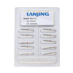 Dental Diamond Burs Flame Bur 863/012F Fine Grit Red FG for High Speed Turbine