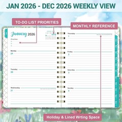2026 Planner, Weekly and Monthly Calendar Planner, January 2026 – December 2026,