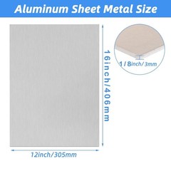 6061-T6 Aluminum Sheet 12x16x1/8 Inch Thickness Durable Aluminum Plate, Thick Me