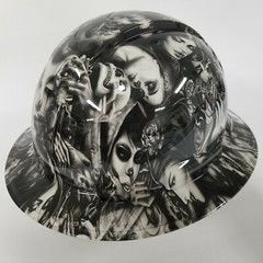 NEW FULL BRIM Hard Hat custom hydro dipped DAY OF DEAD GIRLS TATTOO STYLE