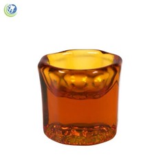 2 X GLASS DAPPEN DISH HONEY BROWN ACRYLIC LIQUID CONTAINER DENTAL COSMETOLOGY