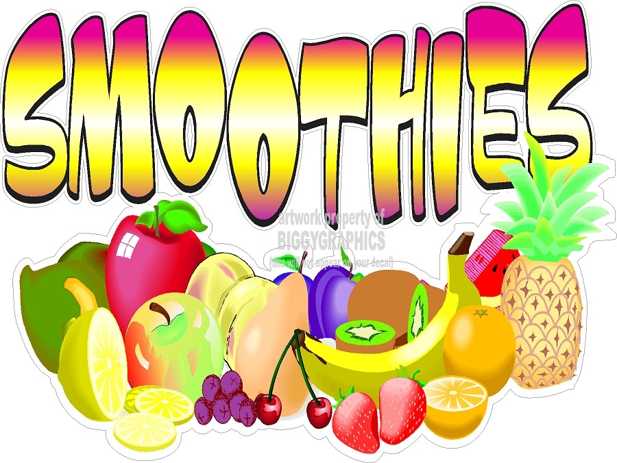FRUIT SMOOTHIES ART FUN VINYL DECAL (CHOOSE A SIZE) FAIRS STANDS BOARDWALK SHOPS