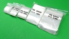 Zip Seal Lock Clear 2mil Assorted Bags 500 Square Sizes 1″ 1-1/2″ 2″ 3″ 4″