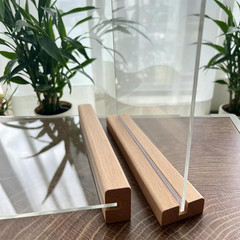 Acrylic Sign Holder 8.5×11 Inch with Solid Wood Base – Thick & Stable Clear Menu