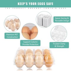 100 Packs Egg Cartons Cheap Bulk Plastic for 12 Eggs Clear Egg Cartons USA STOCK