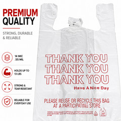 Thank You T Shirt Retail Grocery Store Carryout Shopping To Go Plastic Bags 1000
