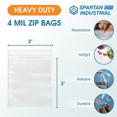 – 2” X 3” (1000 Count) 4 Mil Thick Clear Reclosable Zip Plastic Poly Bags wit…