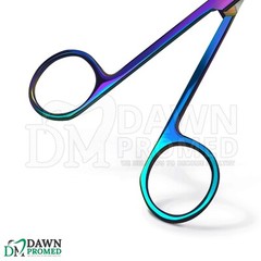 6 Pcs Littauer Suture Stitch Scissor Straight 4.5″ Rainbow Titanium Coating