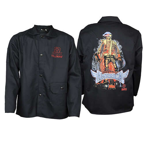 Tillman 9061 Black Onyx 9 Oz. FR Cotton Welding Jacket Back Bone Of America