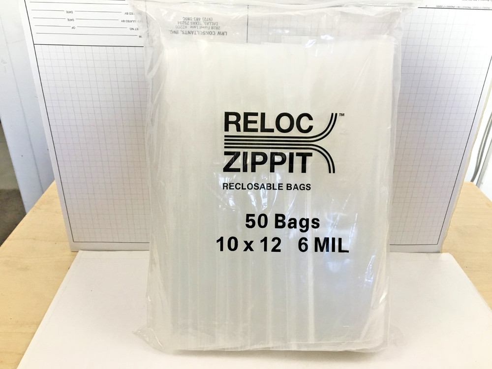 100, Reloc Zippit, 10 x 12, 6 mil Bags Reclosable Heavy Duty Clear Bag 10 x 12″