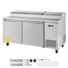 67″ Commercial Refrigerated Pizza Prep Table Station Fridge Double Door w/9 Pans