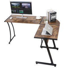 L-Shaped Corner Desk Computer Gaming Desk PC Table Writting Table Office Brown