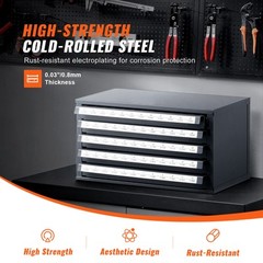 VEVOR Drill Bit Dispenser Organizer Cabinet Five-Drawer for #1 to #60 Stackable
