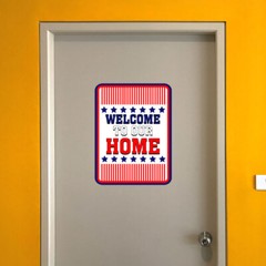 Portrait Round Plus Stars, Stripes, and Proud: Welcome to Our Home Sign