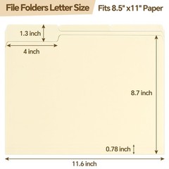 21 Pack Manila File Folders 8.5×11 Inch Letter Size 1/3 Cut Tabs Office