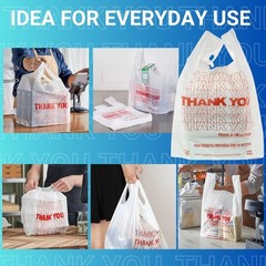 1000 Heavy Duty Thank You T-Shirt Bags 11.5 x 6.5 x 22 White Plastic Grocery Bag