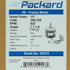 Packard 45210 Condenser Fan Motor Replacement for Carrier HC37GE210 1/5hp 825